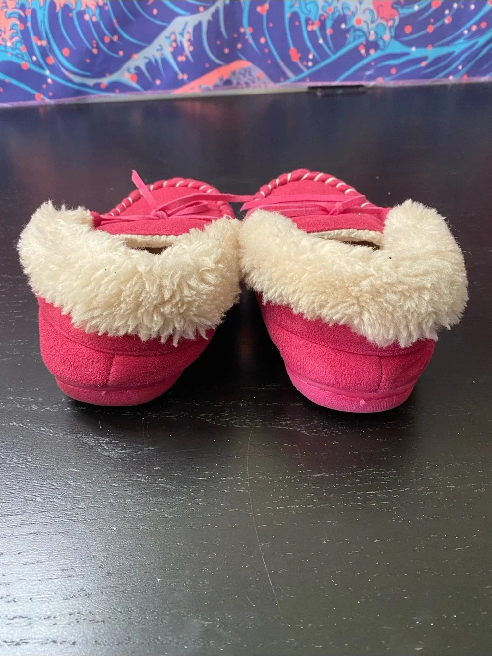 Kids Pink Faux-Fur Lined Moccasin Slippers